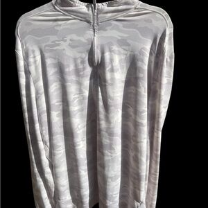 johnnie-O Gray and White Quarter-Zip Pullover KC Size Large
